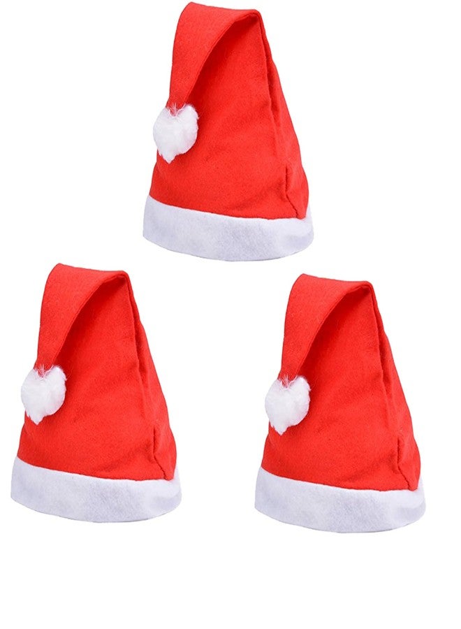Sesonby (Set Of 3 Christmas Caps Santa Caps X-Mass Caps Santa Claus Hat, Merry Christmas Party Cap, Hat for Christmas/Xmas Party Santa Hat Red and White Cap for Santa Claus Costume - Image 1